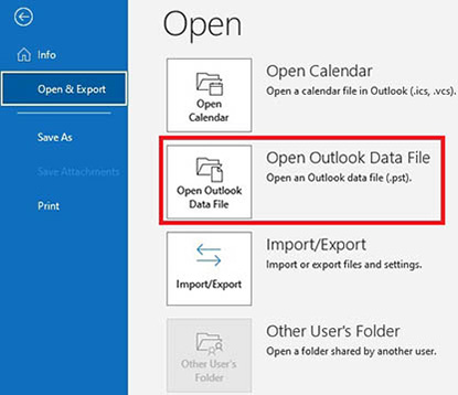 De herstelde gegevens openen in Microsoft Outlook