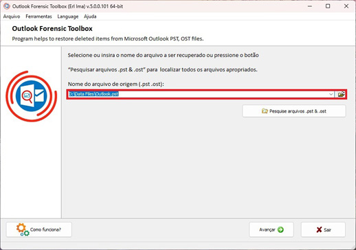 localizar e recuperar dados ocultos do outlook